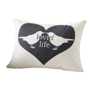 Pottery Barn Outdoor Lovin Life Birds Pillow 12x16 Outdoor Accents Pillow NEW